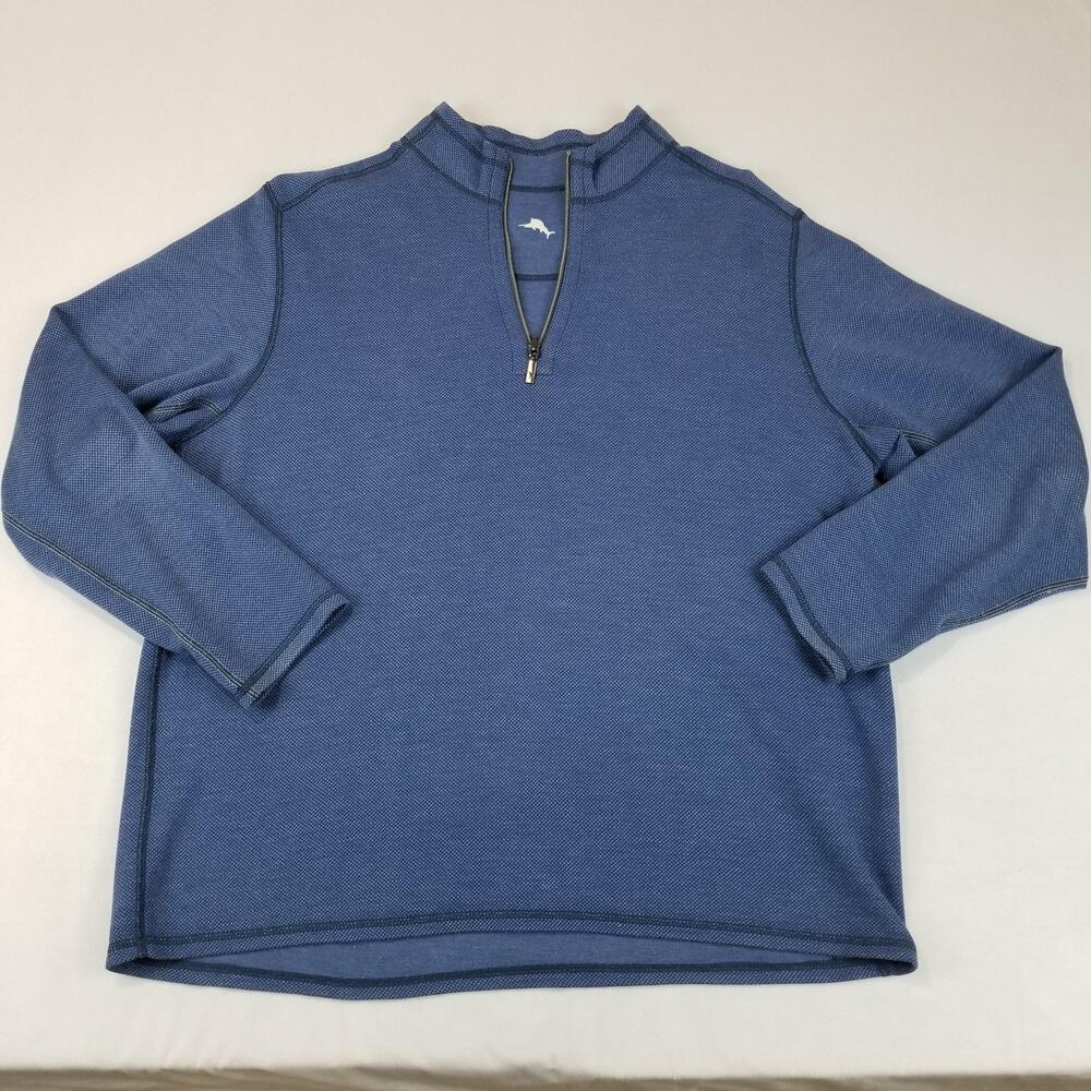 Tommy Bahama Sweater Mens Extra Large Blue Reversible Half Zip Pullover